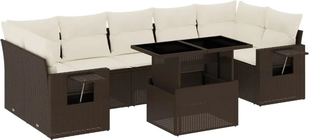 vidaXL Set canapele de grădină cu perne, 8 piese, maro, poliratan