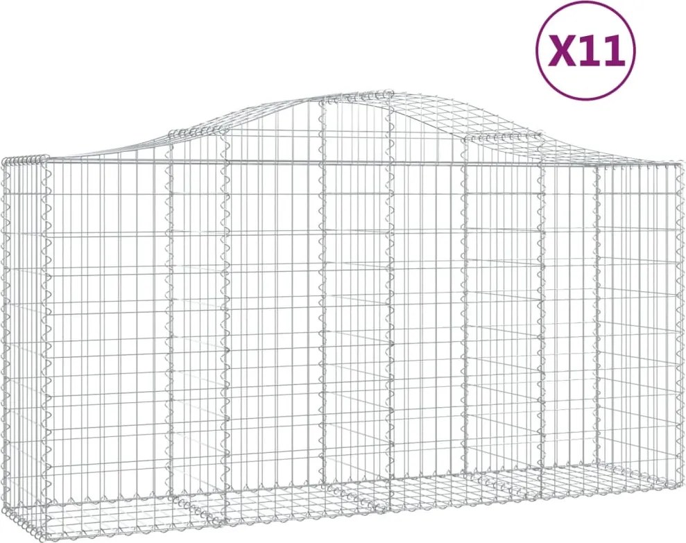vidaXL Coșuri gabion arcuite 11 buc, 200x50x100/120cm, fier galvanizat