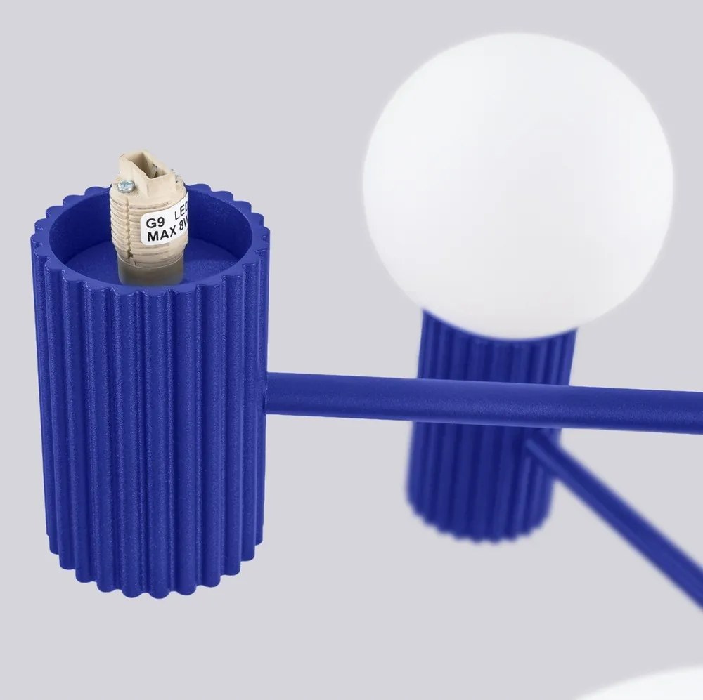 Lustră albastră cu abajur din sticlă Orbital – Sollux