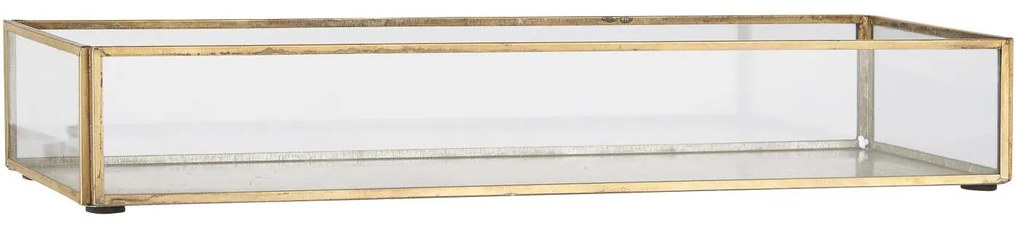 Tava decorativa din sticla cu rama aurie 40x13 cm