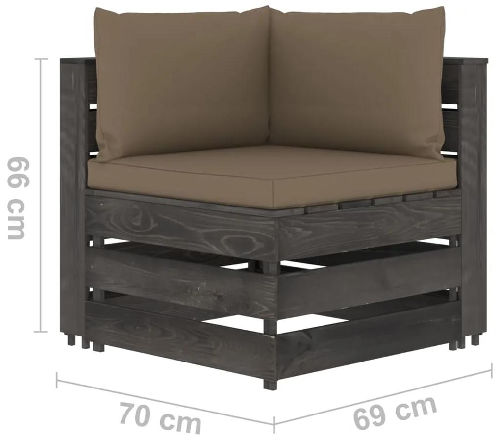 Set mobilier gradina cu perne, 6 piese, gri, lemn tratat taupe and grey, 6