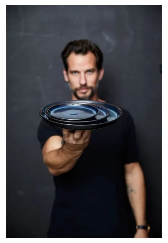 Farfurie neagră/albastră pentru desert din gresie ø 17 cm Gastro Dark Blue/Black – Bitz