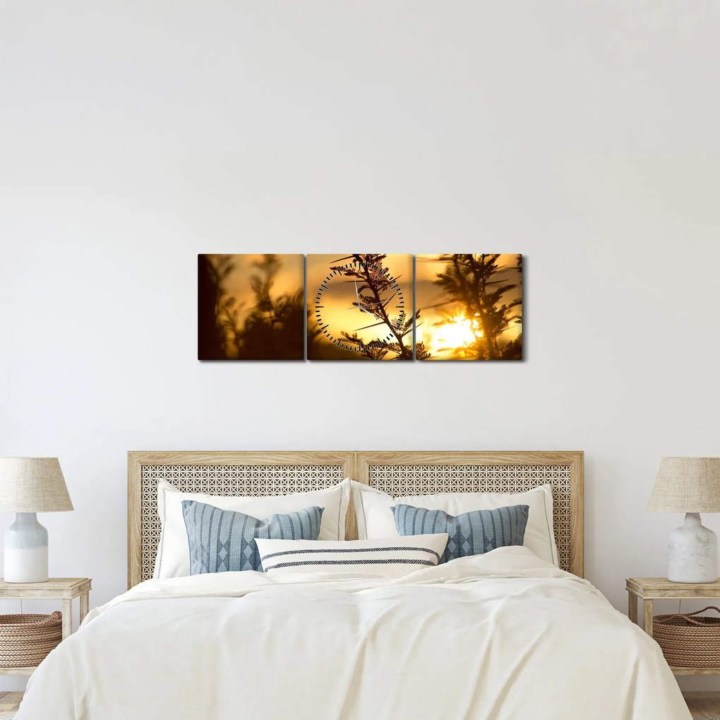 Tablou - Apus de soare (cu ceas) (90x30 cm)