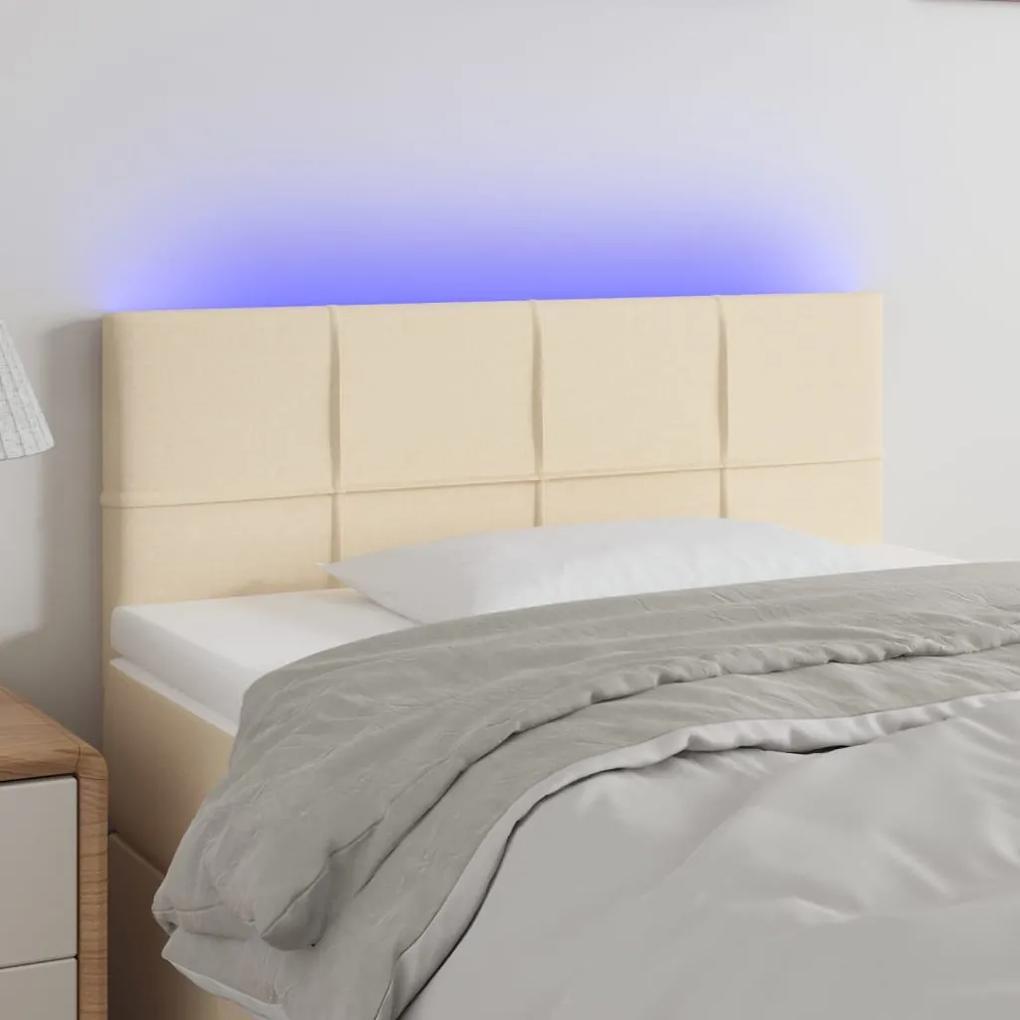 3121599 vidaXL Tăblie de pat cu LED, crem, 90x5x78/88 cm, textil