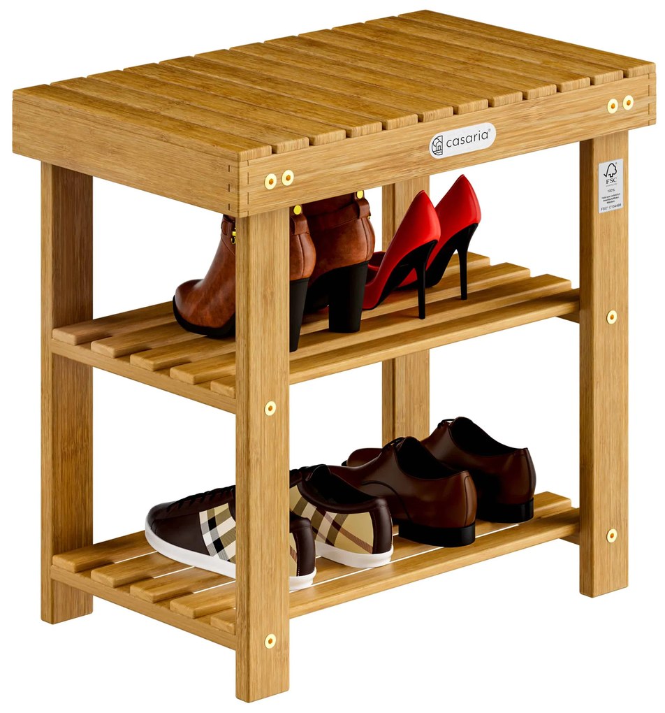 Bancă pentru hol cu spațiu pentru pantofi NINA, 50x30x46cm, maro natural Casaria