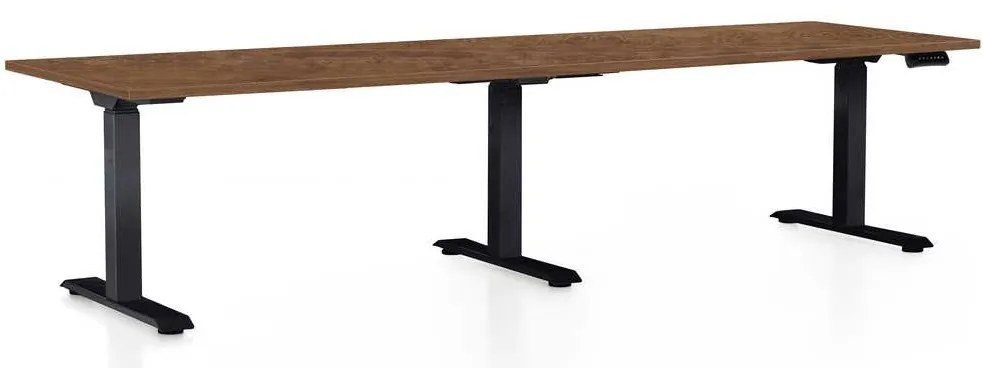 Masă înălțime reglabilă OfficeTech Long, 260 x 80 cm, picioare negre, stejar silverjack