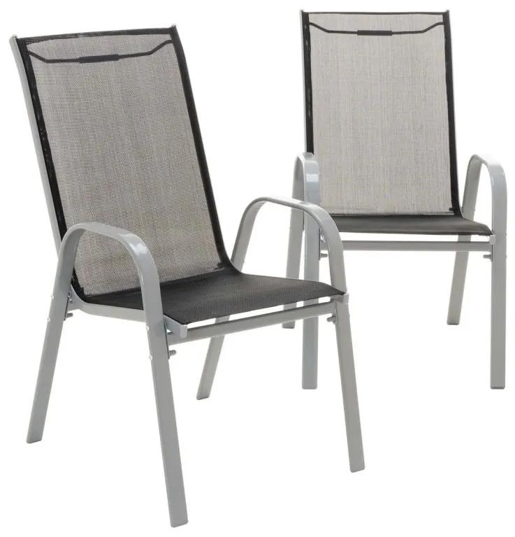 Set de grădină-4 scaune și masă de sticlă-negru