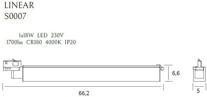 Modul liniar LED pentru sina trifazata MAXLIGHT, LINEAR TRACK BLACK