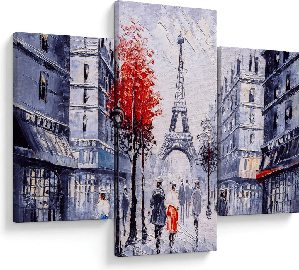 Tablou - Străzi din Paris, pictură în ulei (90x60 cm)