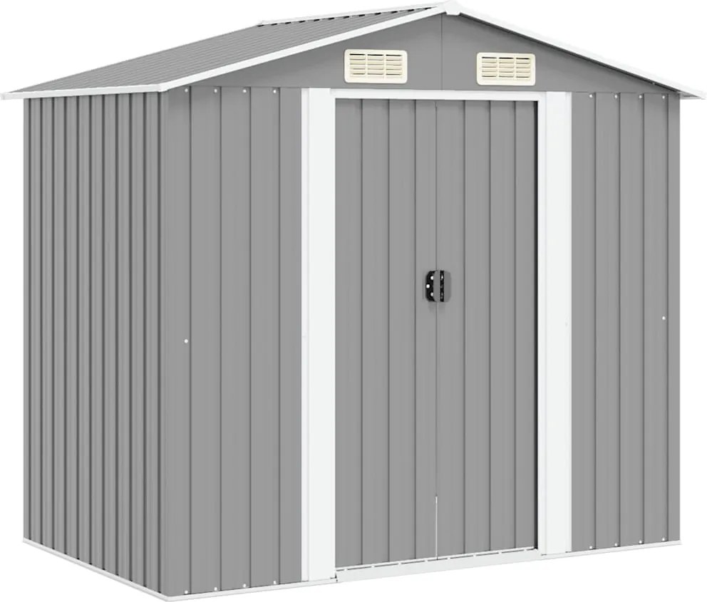 vidaXL Șopron metalic de grădină, 204 x 132 x 186 cm, gri