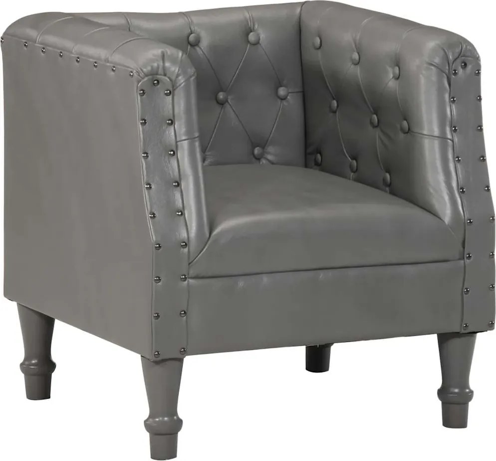 vidaXL Fotoliu, gri, piele naturală