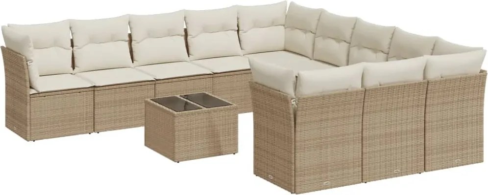 vidaXL Set canapele de grădină cu perne, 12 piese, bej, poliratan