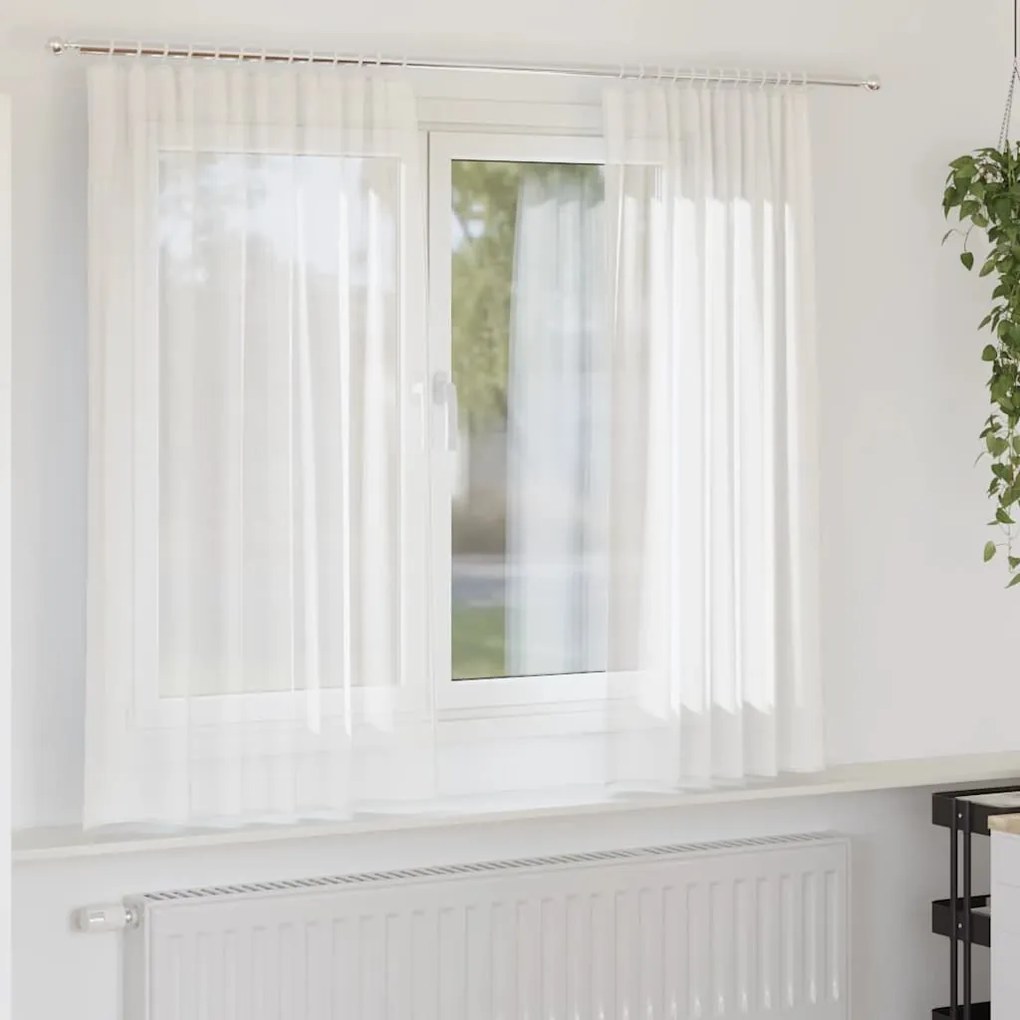vidaXL Perdele Voile cu buzunare pentru bare 2 buc Alb