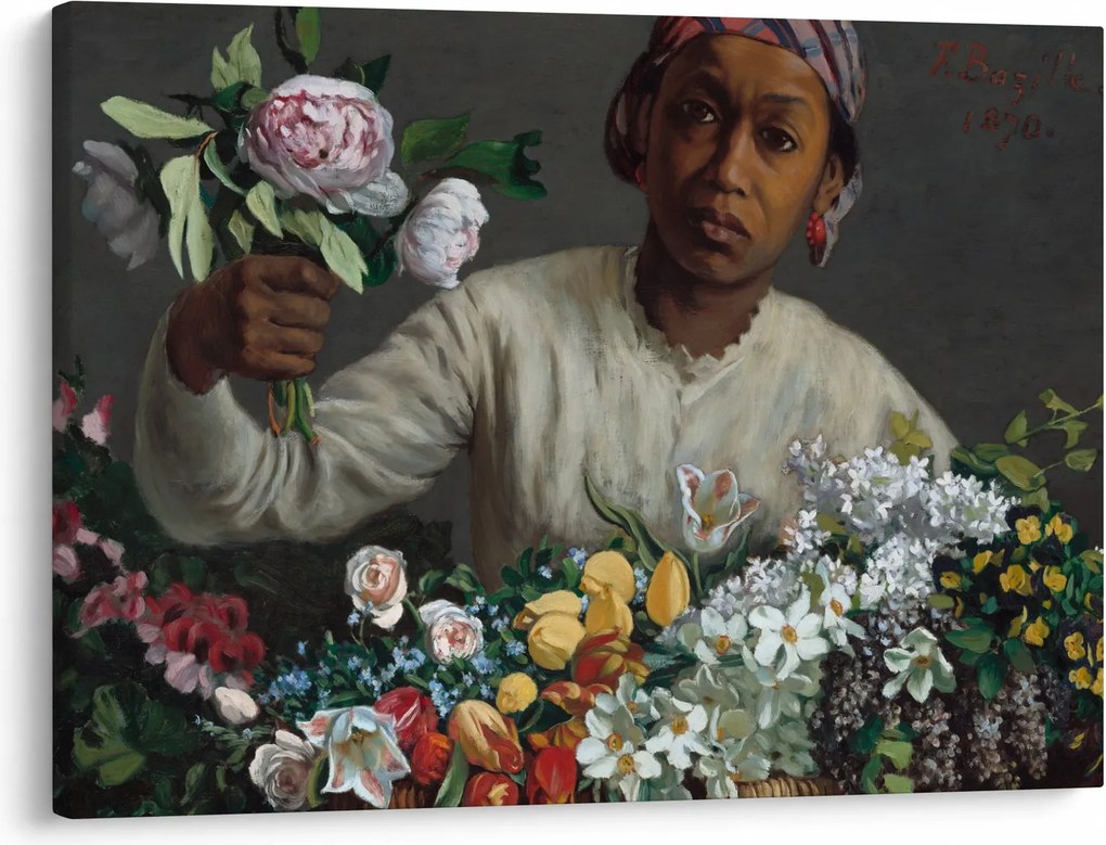 Tablou - Frédéric Bazille, Young Woman with Peonies, reproducere (70x50 cm)