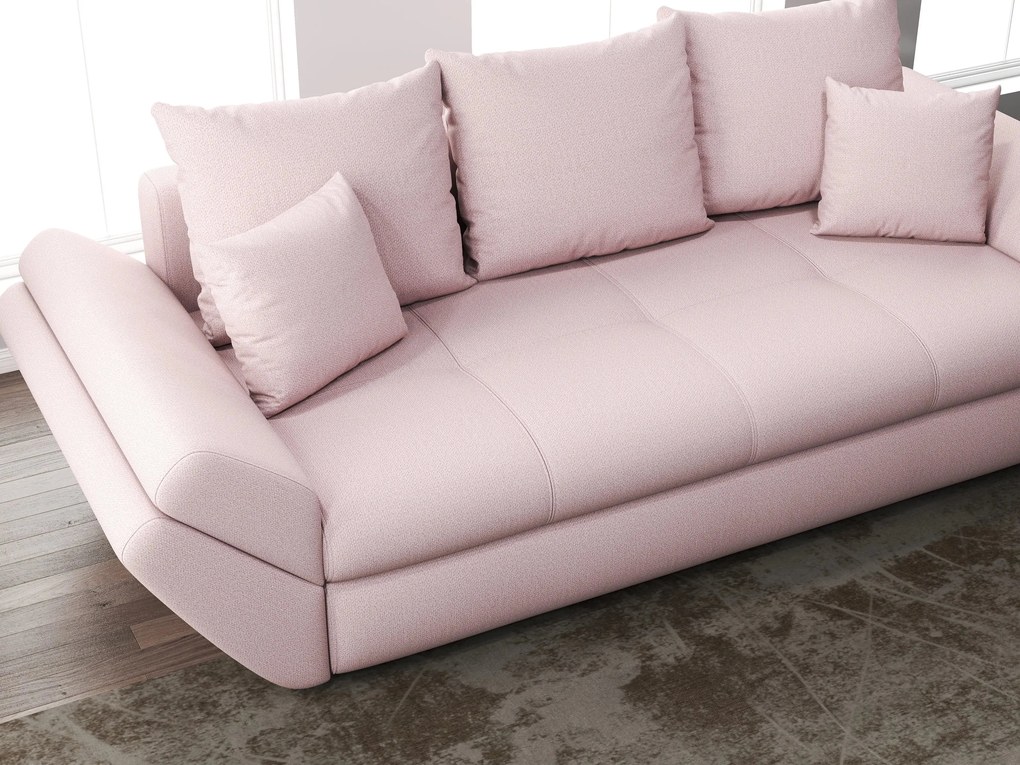 Canapea extensibilă dumonde cu ladă de depozitare si sezut confortabil din spuma high-density, Loana Enjoy Flamingo 250x100 cm