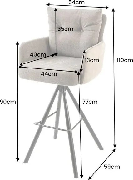 Scaun de bar pivotant BIG GEORGE taupe