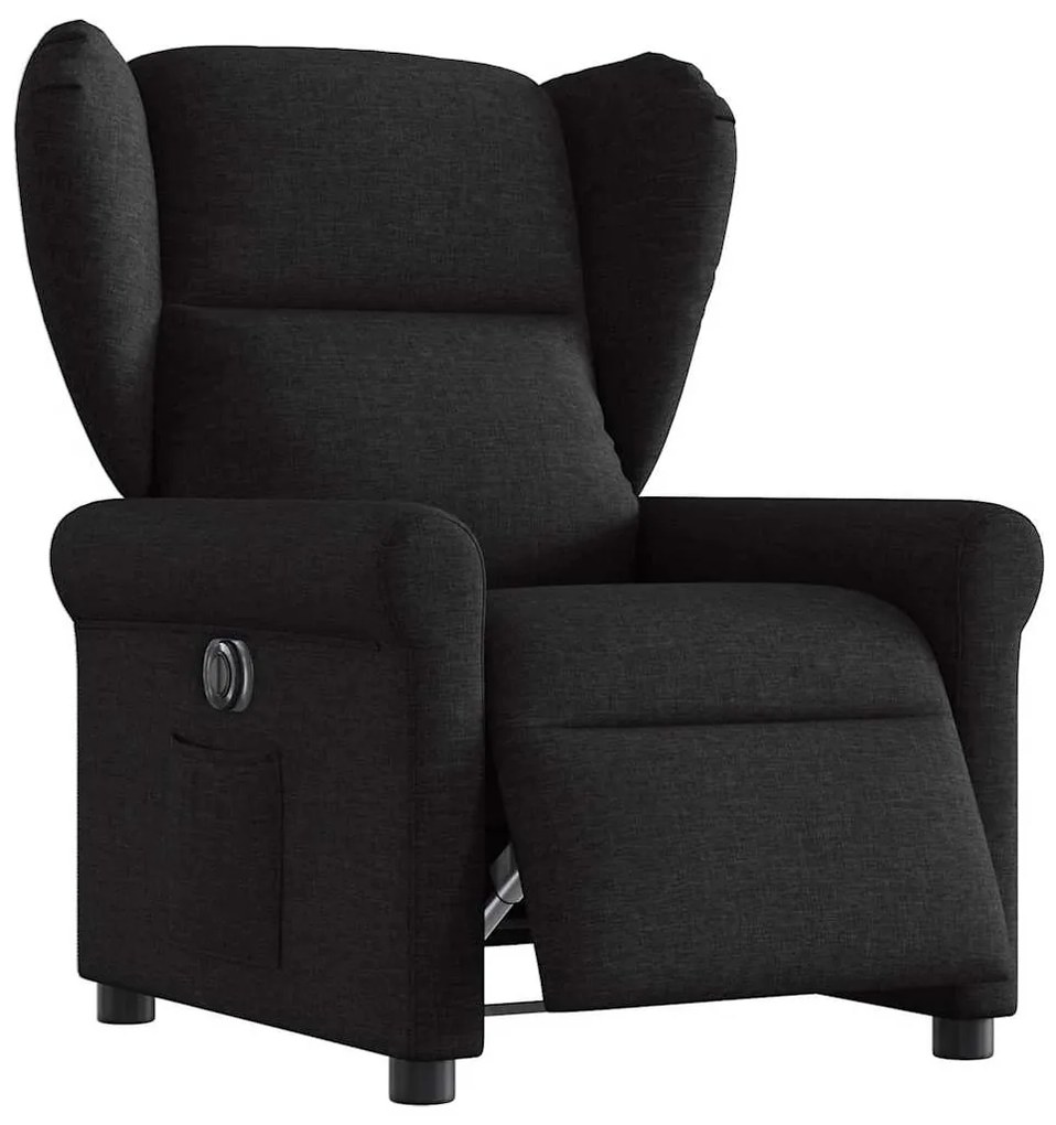 vidaXL Fotoliu rabatabil electric, negru, material textil