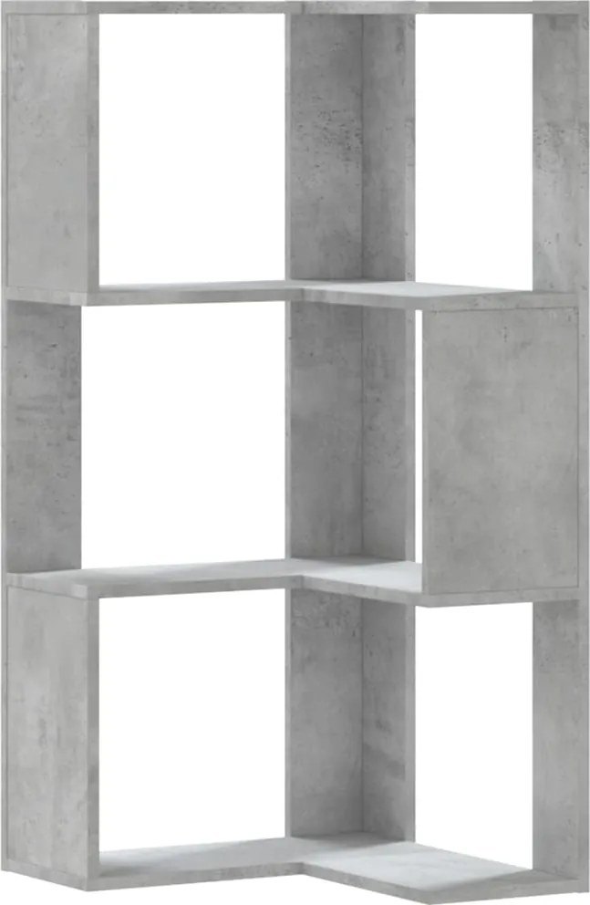 vidaXL Bibliotecă 3 niveluri gri beton 50x50x102 cm lemn prelucrat