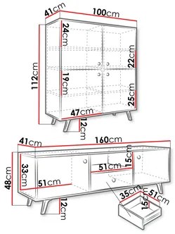Set mobilier living Astradon II (Alb + auriu) . 1105943