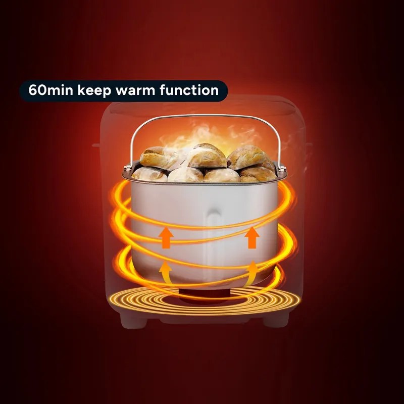 La mâna a doua: Masina de facut paine Crown CBM-6511, 600W, 1L, 19 programe, Timer, Afisaj LCD, Memorie, Alb