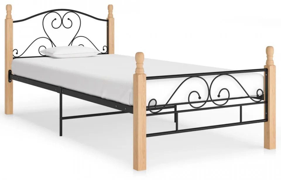 Cadru de pat, negru, 90 x 200 cm, metal
