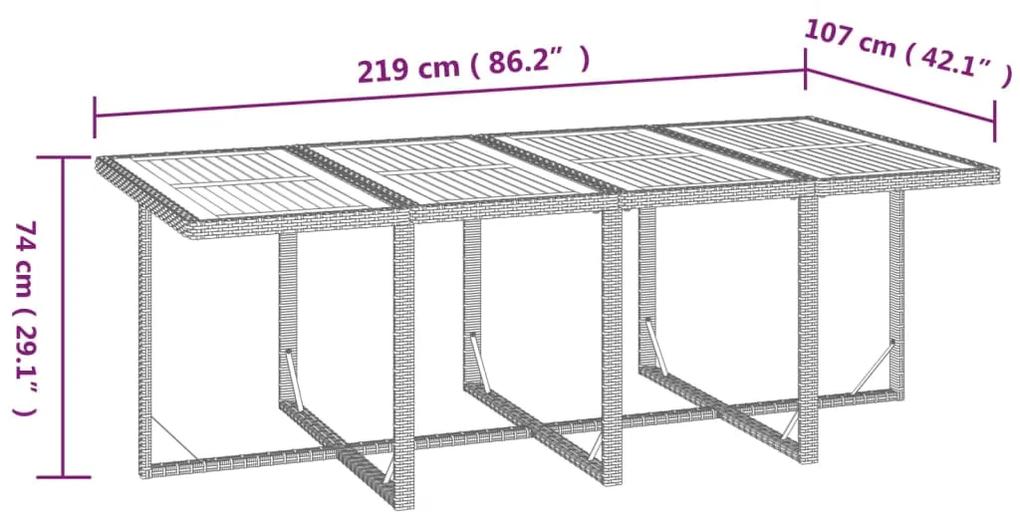 Set mobilier pentru gradina cu perne, 9 piese, bej, poliratan Bej si maro, 219 cm table length, 8x fotoliu + masa, 1