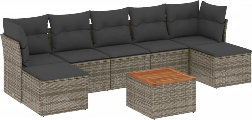 vidaXL Set canapele de grădină cu perne, 8 piese, gri, poliratan