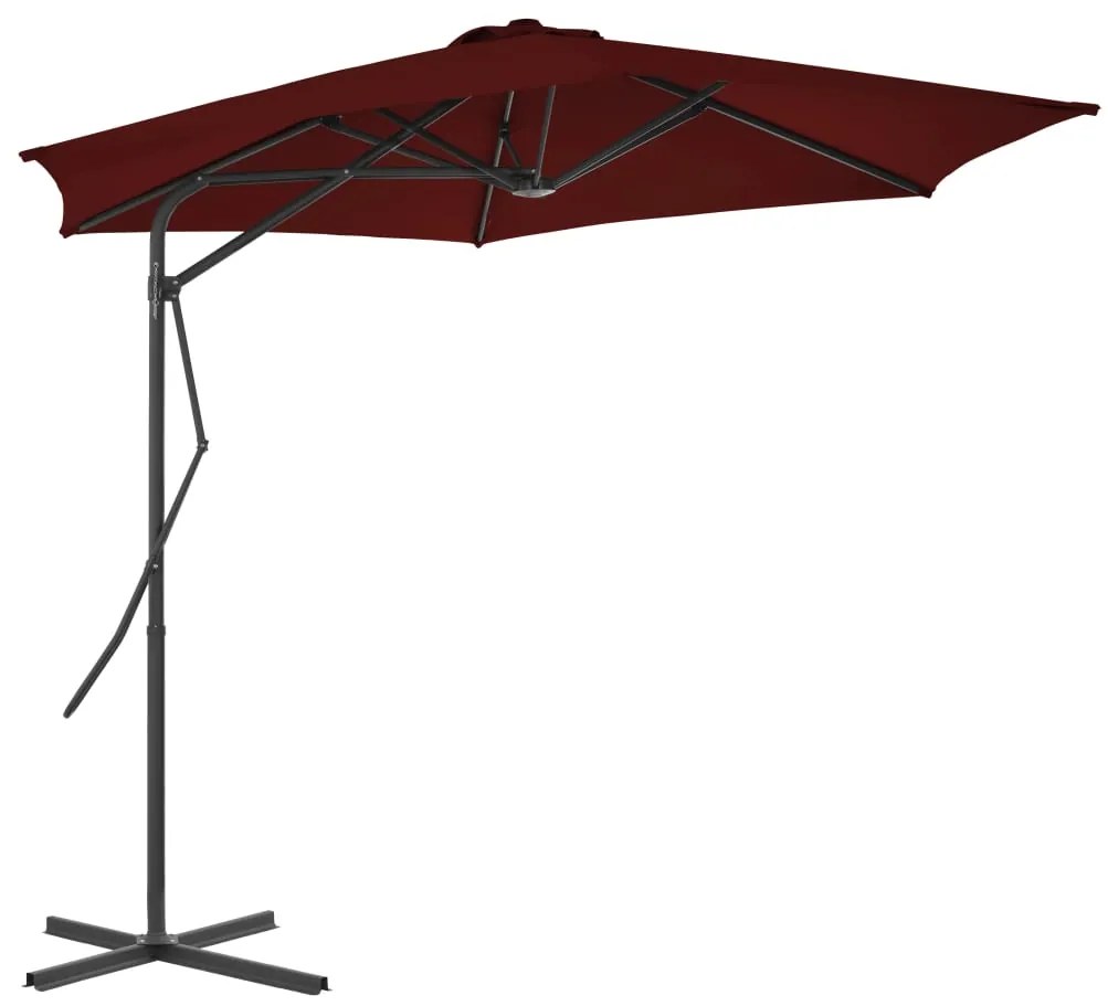vidaXL Umbrelă de grădină, stâlp din oțel, roșu bordo, 300x230 cm