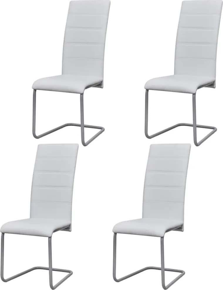 vidaXL Scaune de bucătărie consolă, 4 buc., alb, piele ecologică