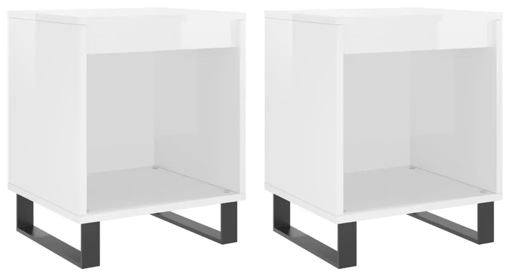 vidaXL Noptiere, 2 buc., alb extralucios, 40x35x50 cm, lemn compozit