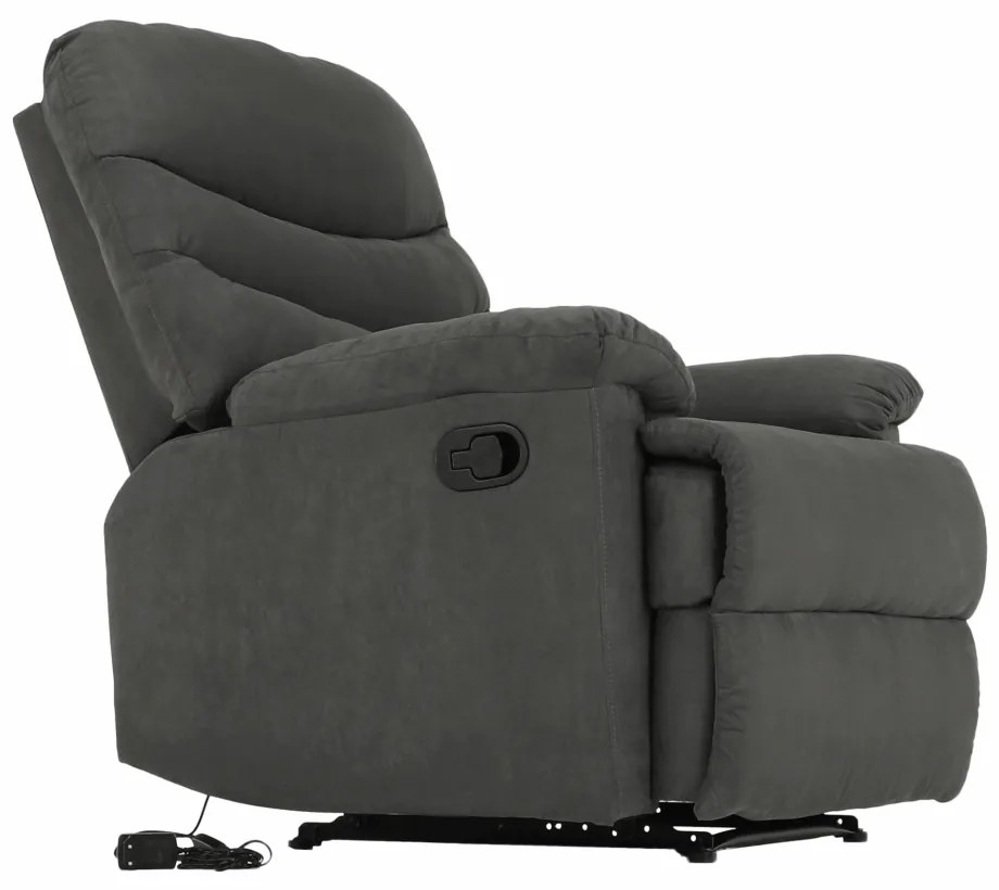 Fotoliu reglabil masaj, material textil catifea gri, LAMBERT