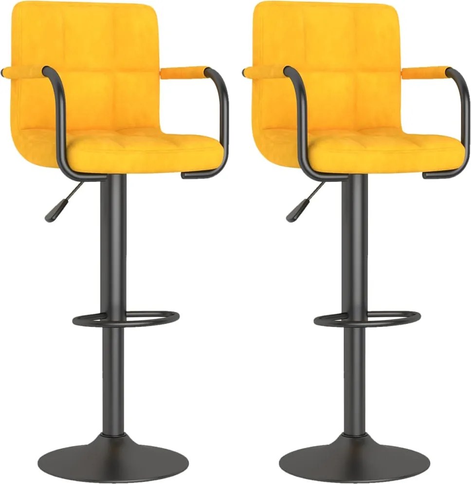 vidaXL Scaune de bar, 2 buc., galben muștar, catifea