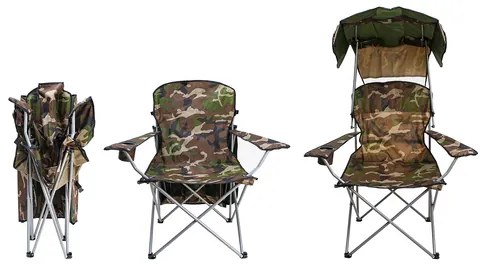 Scaun mare de pescuit pliabil cu baldachin - design camo