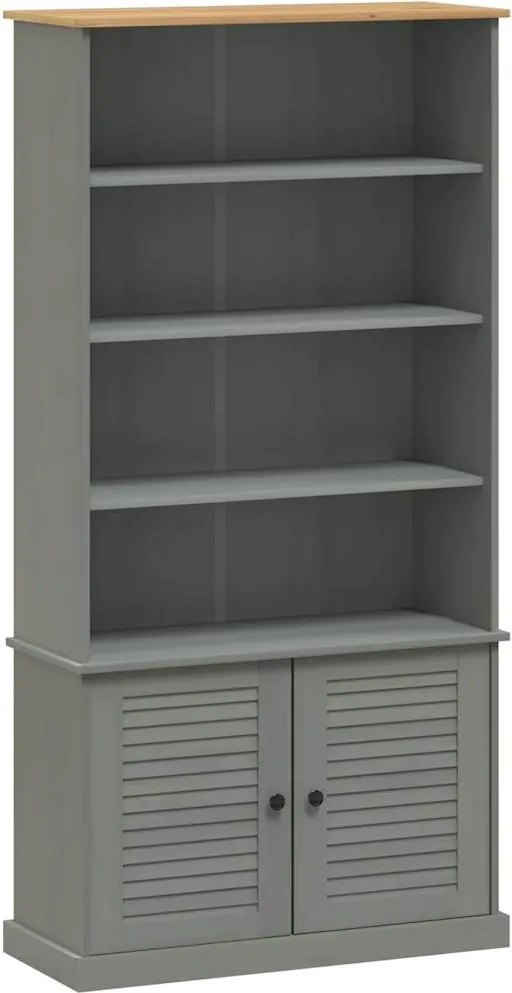vidaXL Bibliotecă „VIGO”, gri, 85x35x170 cm, lemn masiv de pin
