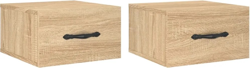 vidaXL Noptiere de perete, 2 buc., stejar sonoma, 35x35x20 cm