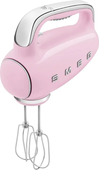Mixer manual SMEG 50's Style HMF01PKEU, 250 W, 9 viteze, Functie Turbo, Afisaj LED, Timer, Accesorii, Roz