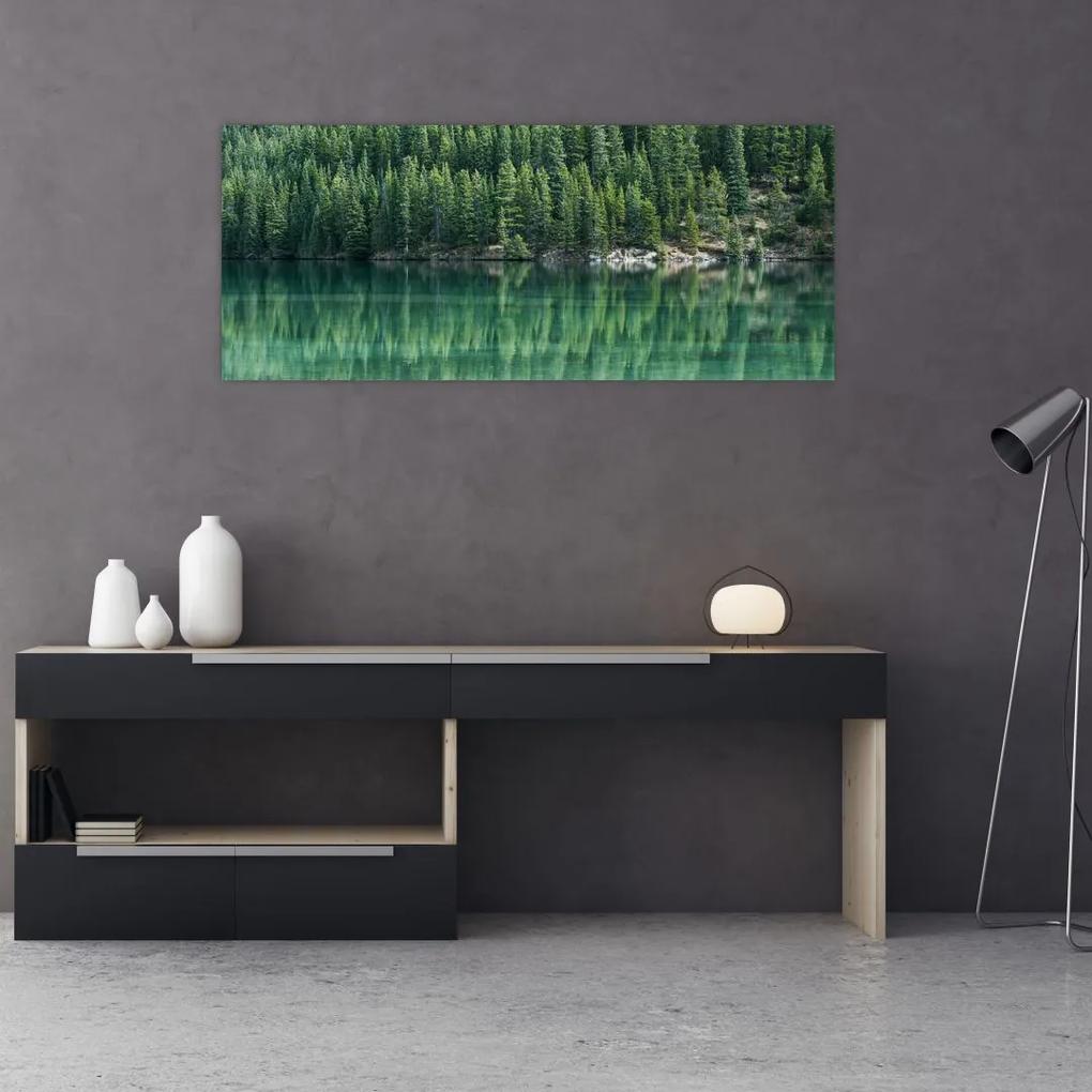 Tablou - Coniferi lângă lac (120x50 cm), în 40 de alte dimensiuni noi