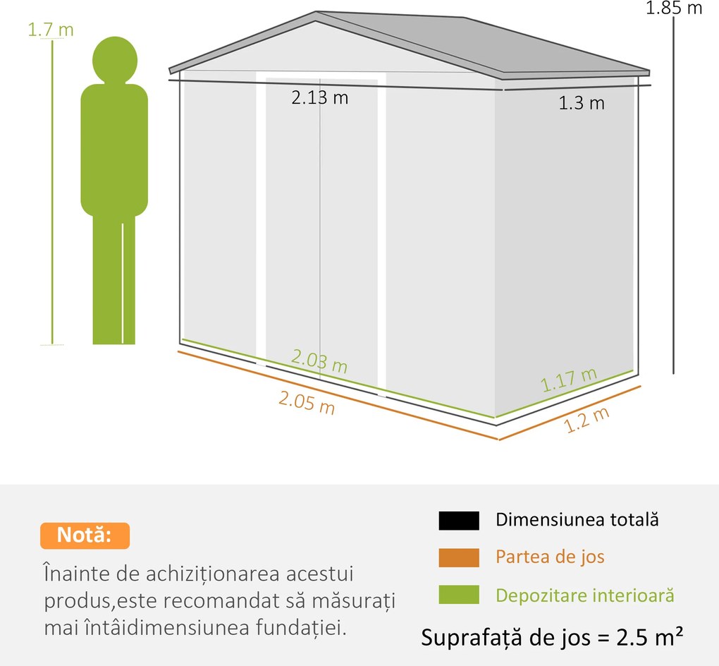 Outsunny Căsuță de Grădină pentru Unelte, 213x130x185 cm, Maro | Aosom Romania