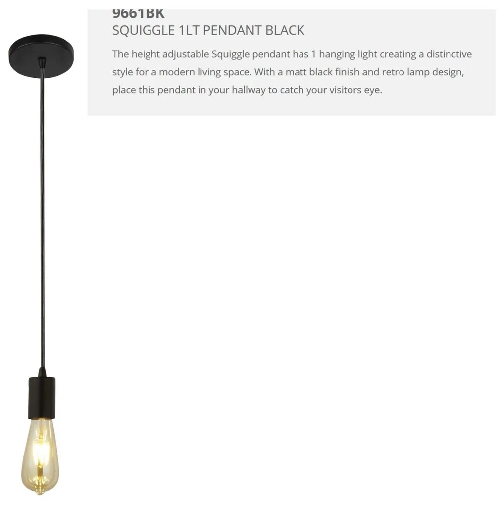 Pendul modern design minimalist Squiggle 9661BK SRT