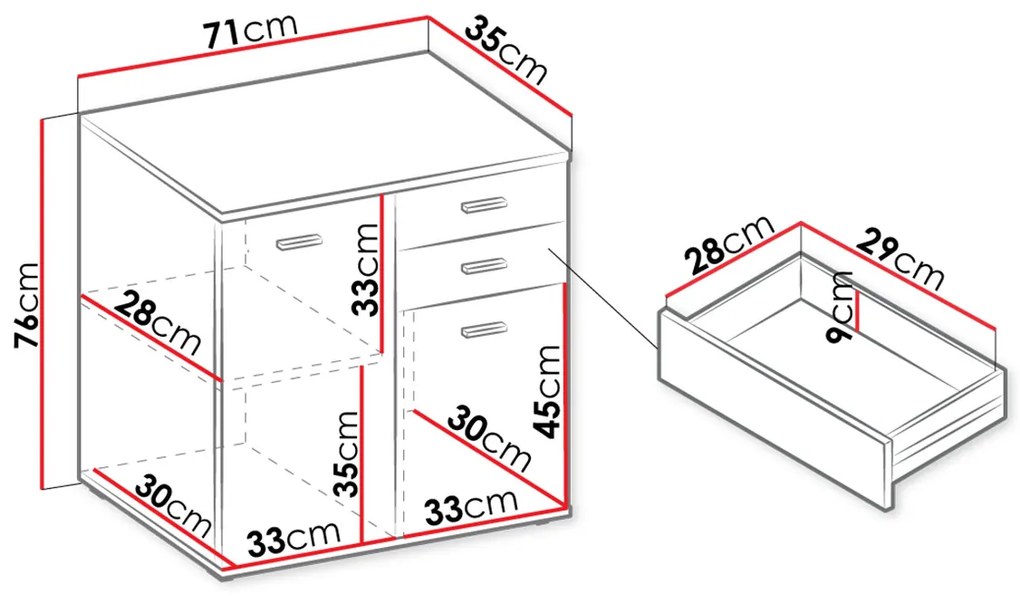 Comodă Lerga 2 2T 2S (Alb) . Promo -16%. 1103643