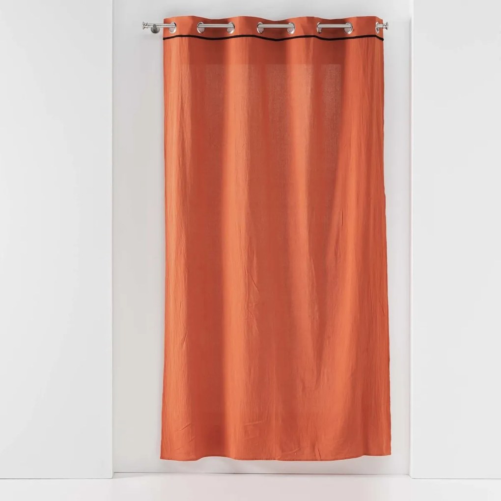 Draperii,perdele,jaluzele Douceur d intérieur  RIDEAU A OEILLETS 135 x 240 CM COTON LAVE LINETTE TERRACOTTA