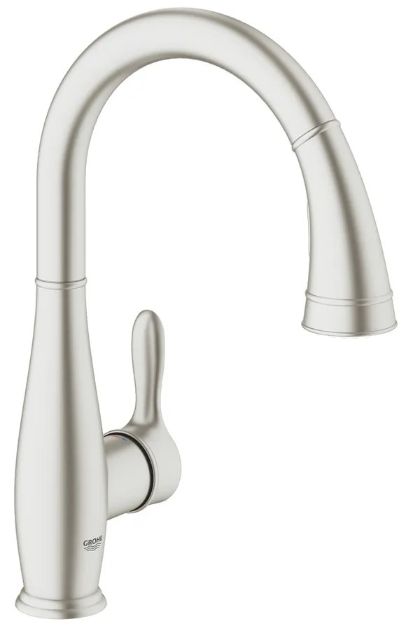 Baterie bucatarie cu dus extractibil Grohe Parkfield crom periat Supersteel