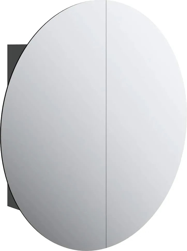 vidaXL Dulap de baie cu oglindă rotundă și LED, negru, 54x54x17,5 cm