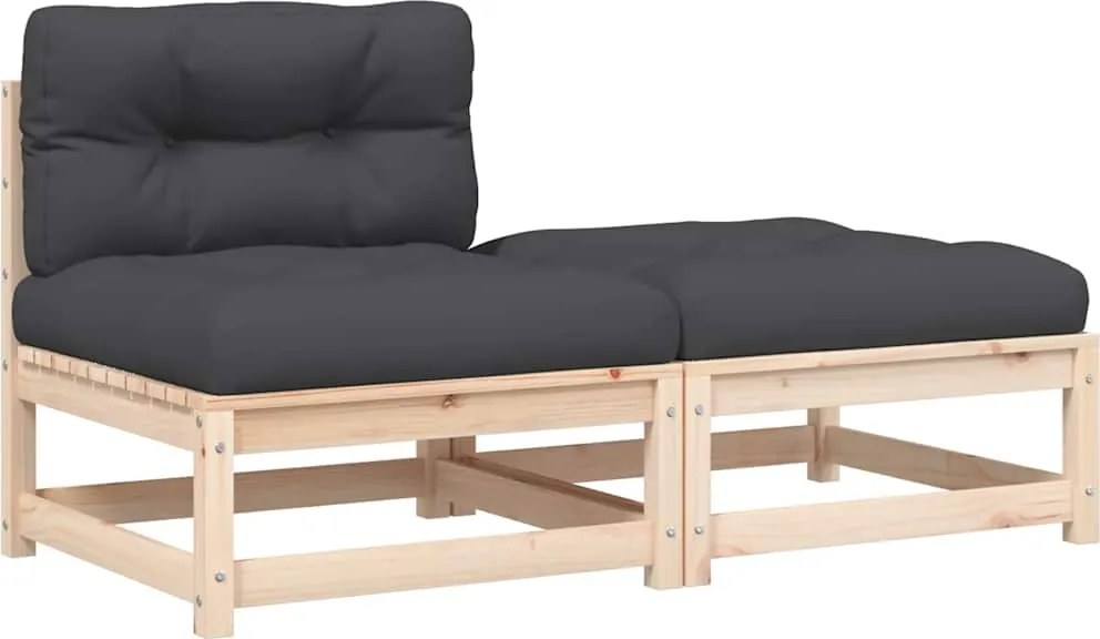 vidaXL Canapea de grădină fără cotiere, cu perne și taburet