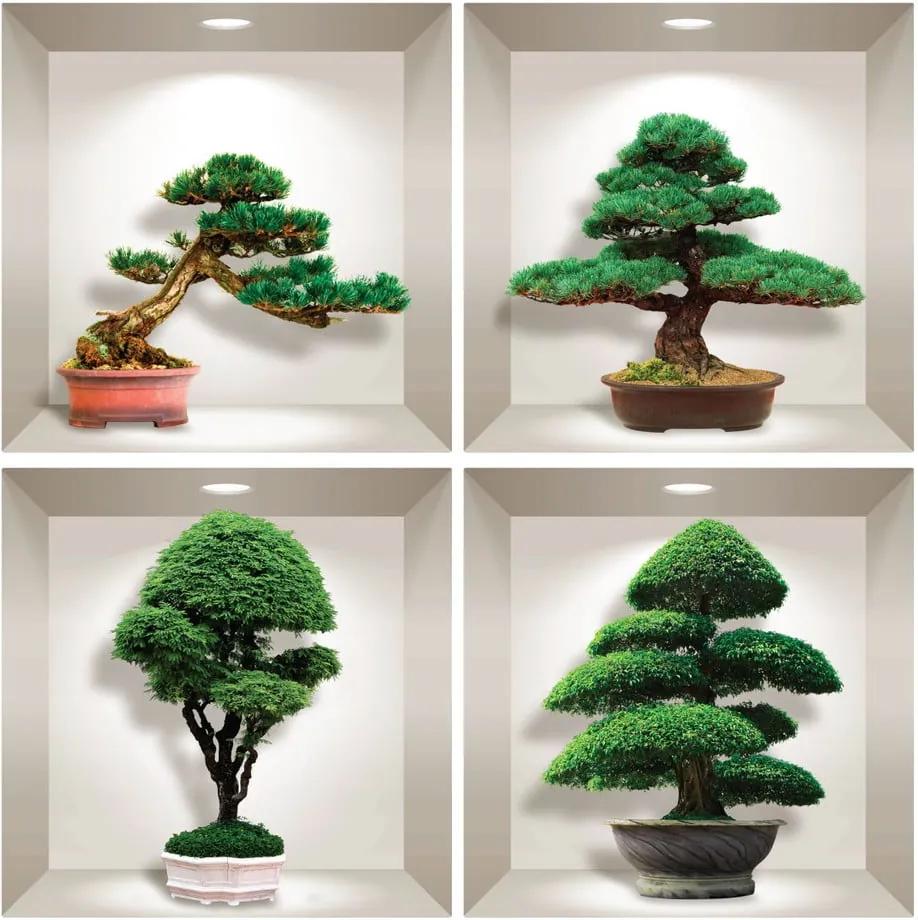 Set 4 autocolante 3D pentru perete Ambiance Bonsai Design