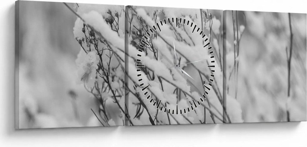 Tablou - Ramuri înzăpezite (cu ceas) (90x30 cm)