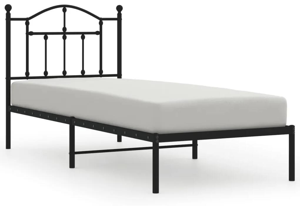 353432 vidaXL Cadru pat metalic cu tăblie, negru, 90x200 cm