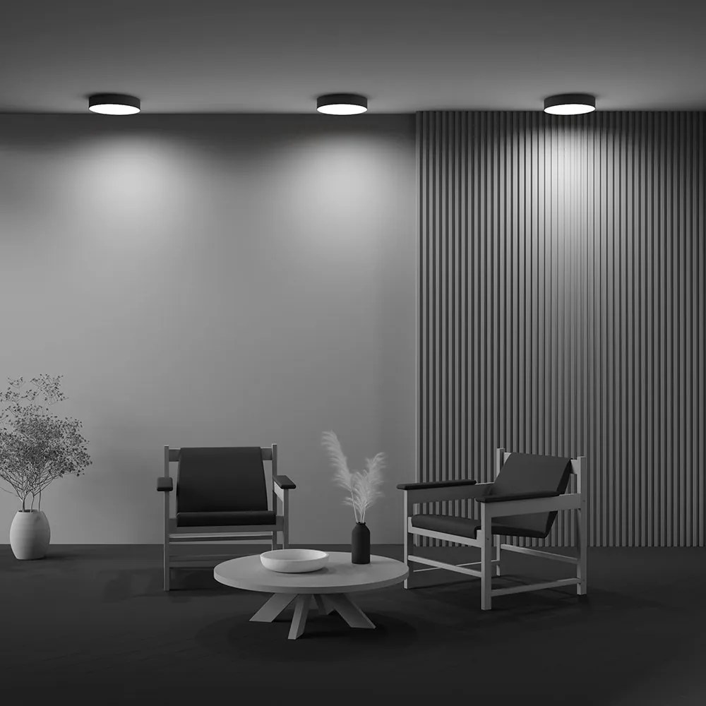 Plafoniera LED design tehnic Zoom D-30cm 3000K negru