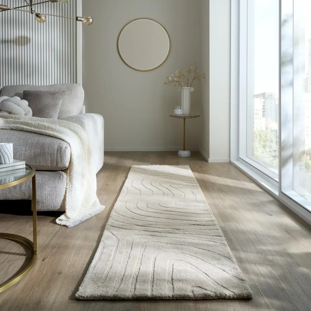 Covor tip traversă crem țesut manual din lână 60x230 cm Mesmerise Natural – Flair Rugs