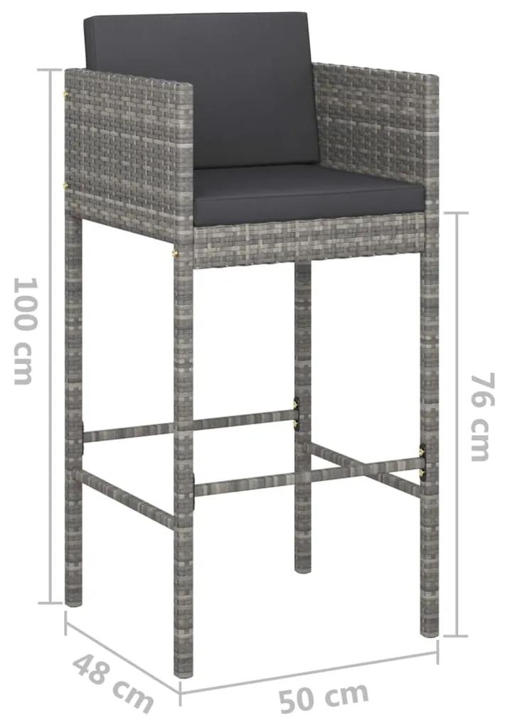 Set mobilier bar de gradina cu perne, 5 piese, gri, poliratan Gri, 60 x 60 x 110 cm, 5